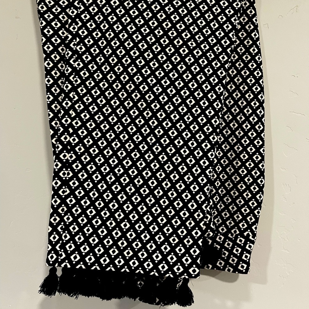 Chico’s Black & White Geometric Tassel Pants Size 12 Petite